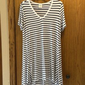 Soma White & Black Striped V-Neck dress tunic